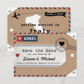 イタリア航空便スーツケースタグ Save the Date - 地図付き セーブザデート (正面/裏面)