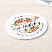 イタリア誕生日の水の色 ラウンドペーパーコースター (アングル)