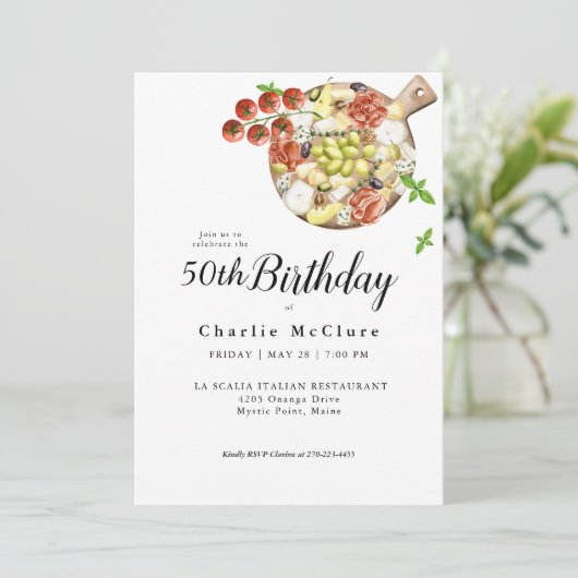 イタリア誕生日の水の色 招待状 (スタンド正面)