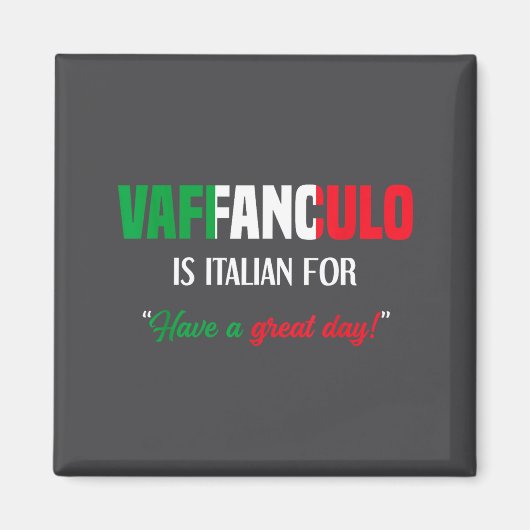 イタリア語で書かれたVaffanculoデイの言葉 マグネット (正面)