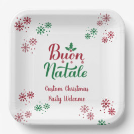 イタリア語のクリスマスおめでとう「ブォン・ナターレ」 ペーパープレート