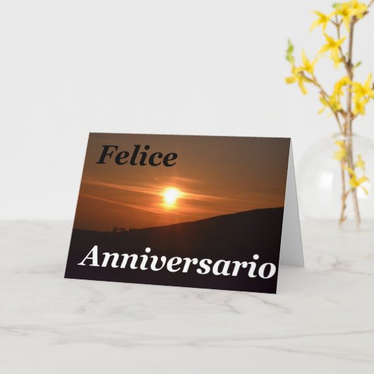 イタリア語の幸せな記念日の日の出カード カード (黄色い花)
