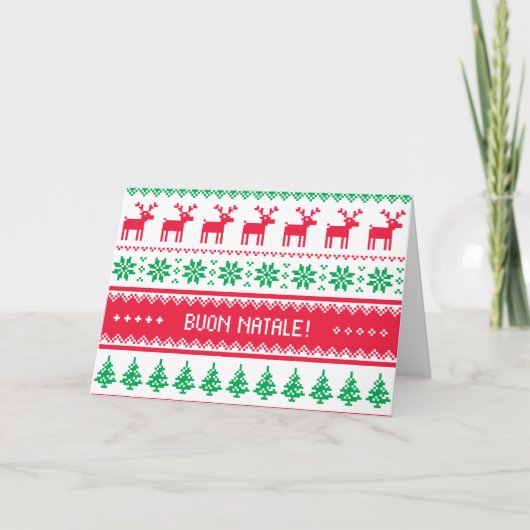 イタリア語の継ぎ目が無いパターンクリスマスカード シーズンカード (正面)