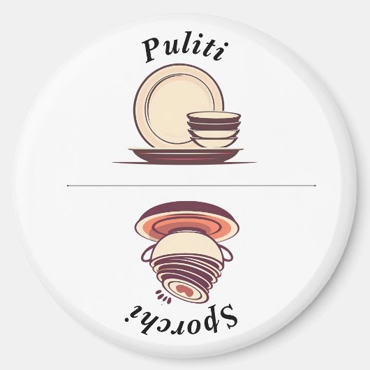 イタリア語の食器洗浄機ステッカー「Puliti/Sporchi」 マグネット