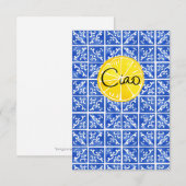 イタリア語の「こんにちは」-「Ciao」のグリーティングカード サンキューカード (正面/裏面)