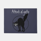 イタリア語は黒いSabo猫の芸術の用心します ドアマット (正面)