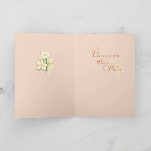 イタリア語イースター、花および十字、Buona Pasqua シーズンカード (内部)