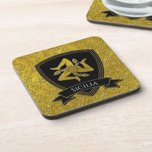 イタリア語刺激を受けたなTrinacriaおよび盾 コースター (左側)