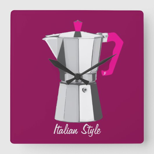 イタリア語Moka スクエア壁時計 (正面)