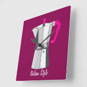 イタリア語Moka スクエア壁時計 (傾斜)