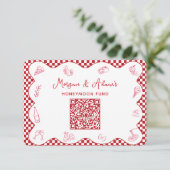 イタリア赤市松模様にハネムーン基金QRコードカード エンクロージャーカード (スタンド正面)