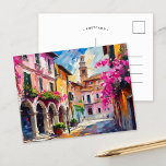イタリア通りモダン抽象芸術 ポストカード<br><div class="desc">抽象芸術モダンの絵を描インスパイア通りのシ鮮やかーンの美しいは、カラフルのアーキテクチャと緑豊かな花を示す。テラコッタはっきりした、ピンク、金ゴールドのダイナミックなブラシストロークと印象的な色合いは、イタリアの活気ある雰囲気を生み出す。鮮やかな色と抽象芸術型枠の組み合わせは、伝統と表現を混ぜ合わせ地中海のて、その魅力と永遠の魅力をコンテンポラリー捉え芸術的ている。</div>