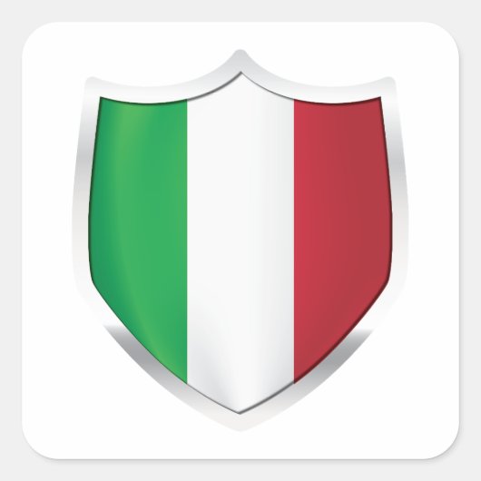 イタリア銀シールド国旗 スクエアシール (正面)