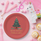 イタリア風かわいいクリスマスツリー オーダーメイド ペーパープレート (パーティー)