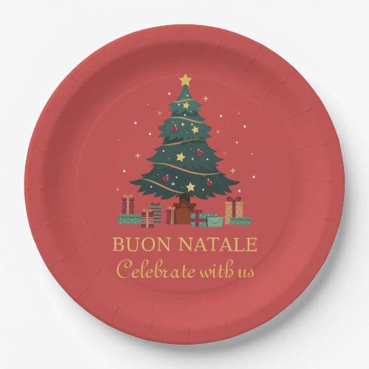 イタリア風かわいいクリスマスツリー オーダーメイド ペーパープレート (正面)