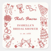 イタリア風ブライダルシャワーにぴったりな上品な赤いデザイン That's Amore スクエアシール (正面)