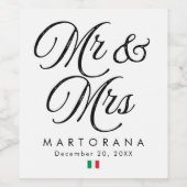 イタリア風ペア ウェディング ワインラベル (シングルラベル)