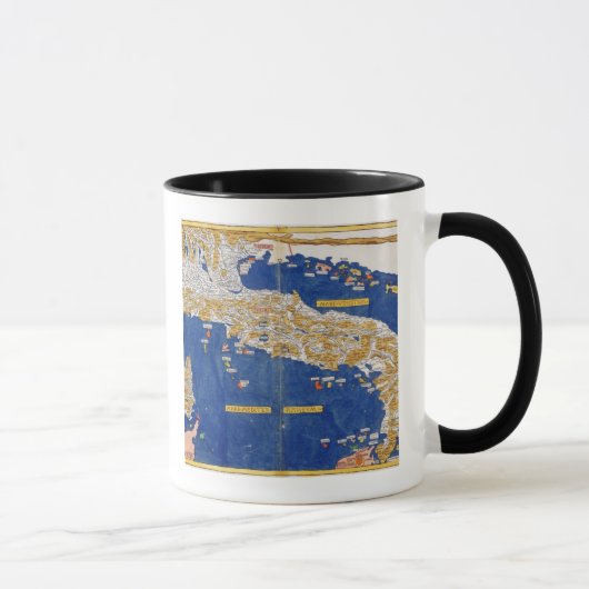 イタリア1482年のPtolemaic地図(着色されたlitho) マグカップ (右)