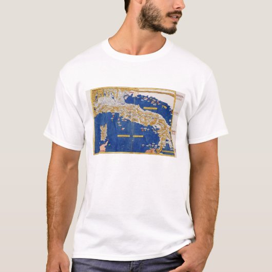 イタリア1482年のPtolemaic地図(着色されたlitho) Tシャツ (正面)