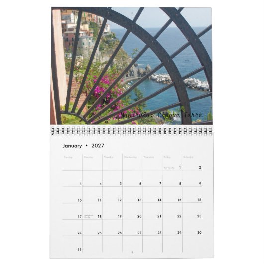 イタリア2010年 カレンダー (1月 2027)