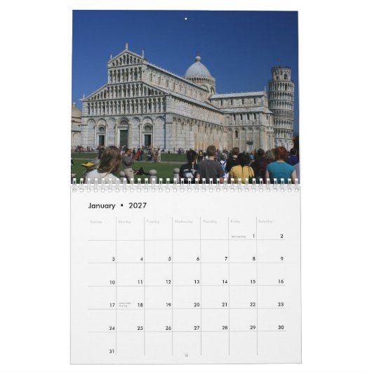 イタリア2013年 カレンダー (1月 2027)