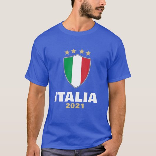 イタリア2021サッカーファンジャージー Tシャツ (正面)