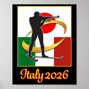 イタリア2026バイアスロン日本イタリア国旗2026冬 ポスター