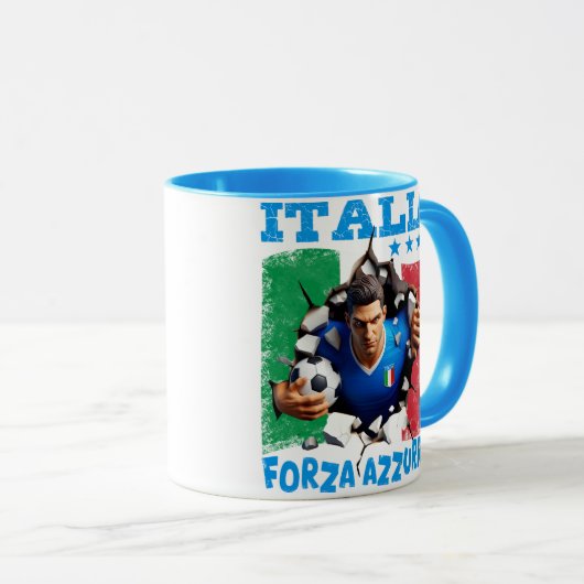 イタリア3Dフォルツァアズーリサッカーマグ マグカップ (正面右)