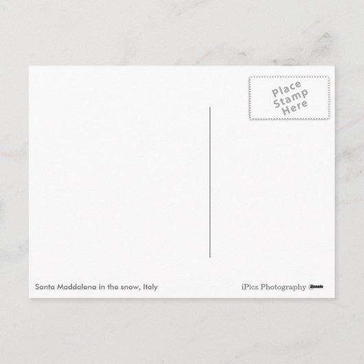 「イタリア」の郵便はがきの雪の小さい村 シーズンポストカード (裏面)