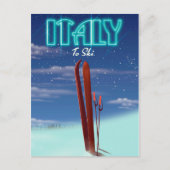 イタリア 'アイス' スキーの旅行ポスター ポストカード (正面)