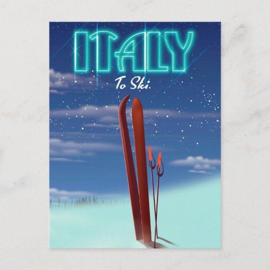 イタリア 'アイス' スキーの旅行ポスター ポストカード (正面)