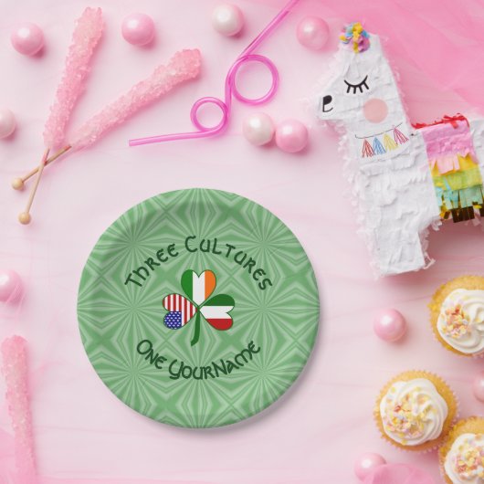 イタリア・アイリッシュ・アメリカン シャムロック パーソナライズ パーティー ペーパープレート (パーティー)