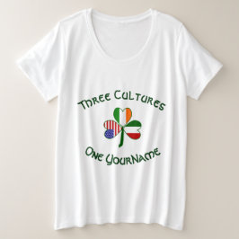 イタリア・アイリッシュ・アメリカン・シャムロック・フラッグ・パーソナライズド プラスサイズTシャツ