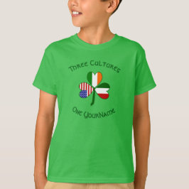 イタリア アイルランド アメリカ国旗 シャムロック 個人名入り Tシャツ