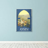 イタリア，アッシジのヴィンテージ旅行ポスター キャンバスプリント (インサイチュ (ウッドフロア))