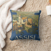 イタリア，アッシジのヴィンテージ旅行ポスター クッション (ブランケット)