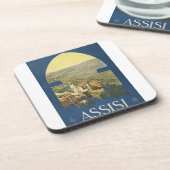 イタリア,アッシジのヴィンテージ旅行ポスター コースター (左側)