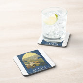 イタリア,アッシジのヴィンテージ旅行ポスター コースター (右側)