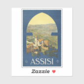 イタリア，アッシジのヴィンテージ旅行ポスター シール (シート)