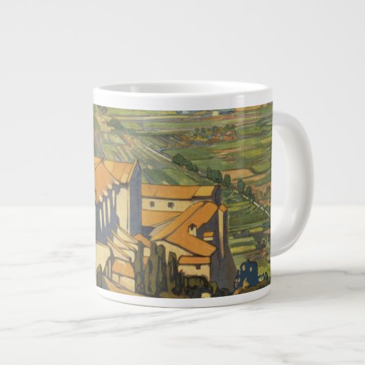 イタリア，アッシジのヴィンテージ旅行ポスター ジャンボコーヒーマグカップ (正面右)