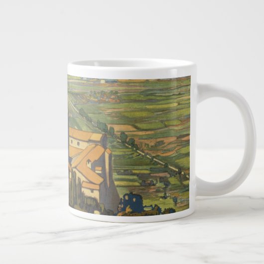 イタリア，アッシジのヴィンテージ旅行ポスター ジャンボコーヒーマグカップ (右)