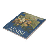イタリア，アッシジのヴィンテージ旅行ポスター タイル (側面)