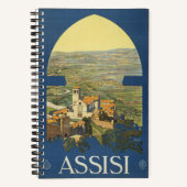 イタリア，アッシジのヴィンテージ旅行ポスター ノートブック (正面)