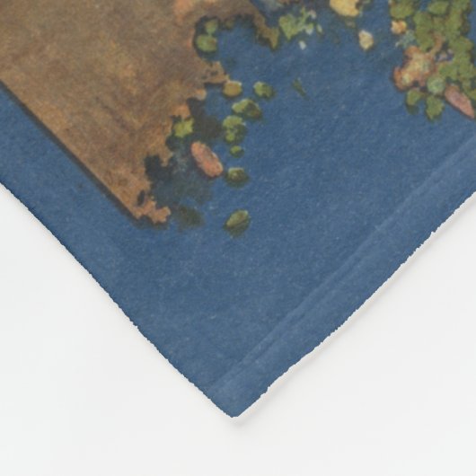 イタリア，アッシジのヴィンテージ旅行ポスター フリースブランケット (角)