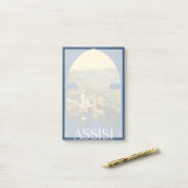 イタリア，アッシジのヴィンテージ旅行ポスター ポストイット (デスク上)