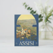 イタリア,アッシジのヴィンテージ旅行ポスター ポストカード (スタンド正面)