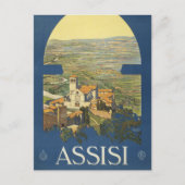 イタリア，アッシジのヴィンテージ旅行ポスター ポストカード (正面)