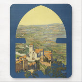 イタリア,アッシジのヴィンテージ旅行ポスター マウスパッド (正面)