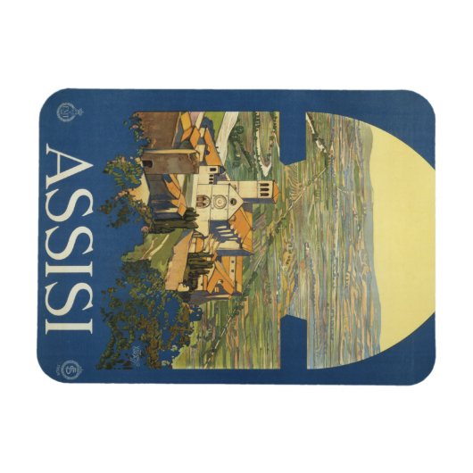 イタリア，アッシジのヴィンテージ旅行ポスター マグネット (横)