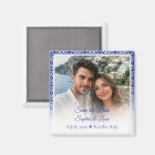 イタリア アマルフィ海岸の青いタイルの写真付きSave the Date マグネット (正面/裏面)